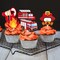 36pcs Fire Truck Party Cupcake Toppers Firefighter Baby Shower Decoration Fireman Themed Birthday Party Supplies Fire Engine Rescue Bday Cupcake Pick Decorations
